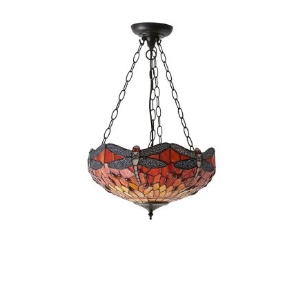 Endon 64076 - Lustr na řetězu Tiffany DRAGONFLY 3xE27/60W/230V pr. 41 cm