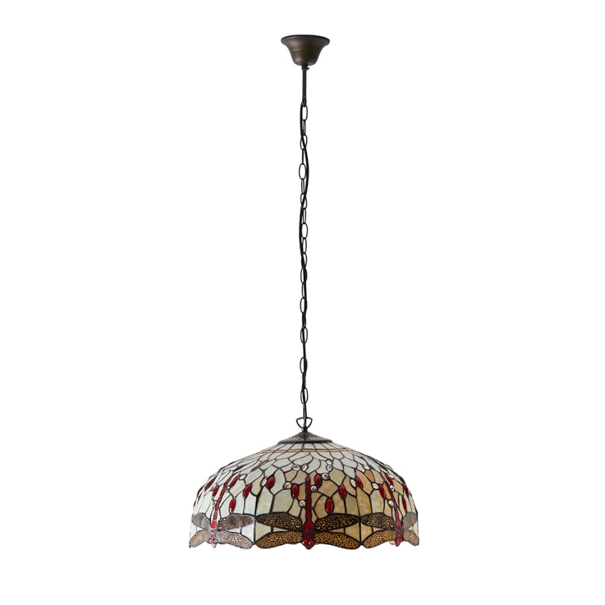 Endon 64079 - Lustr na řetězu Tiffany DRAGONFLY 3xE27/60W/230V pr. 50 cm