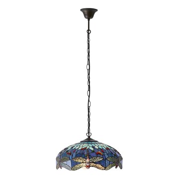 Endon 64080 - Lustr na řetězu Tiffany DRAGONFLY 3xE27/60W/230V pr. 41 cm