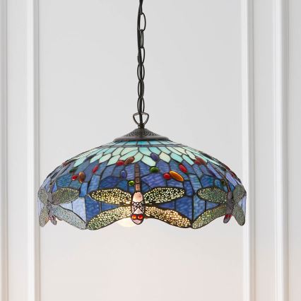 Endon 64080 - Lustr na řetězu Tiffany DRAGONFLY 3xE27/60W/230V pr. 41 cm