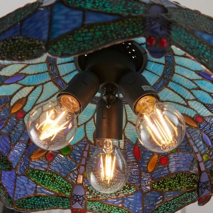 Endon 64080 - Lustr na řetězu Tiffany DRAGONFLY 3xE27/60W/230V pr. 41 cm