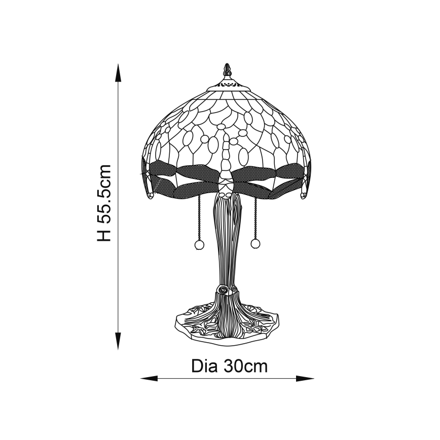 Endon 64086 - Stolní lampa Tiffany DRAGONFLY 2xE27/60W/230V pr. 30 cm