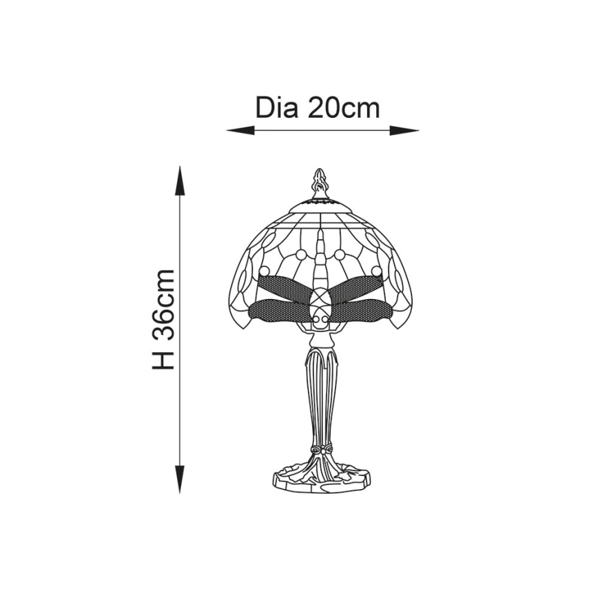 Endon 64088 - Stolní lampa Tiffany DRAGONFLY 1xE14/7W/230V pr. 20 cm