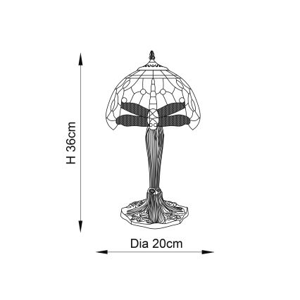Endon 64091 - Stolní lampa Tiffany DRAGONFLY 1xE14/40W/230V pr. 20 cm