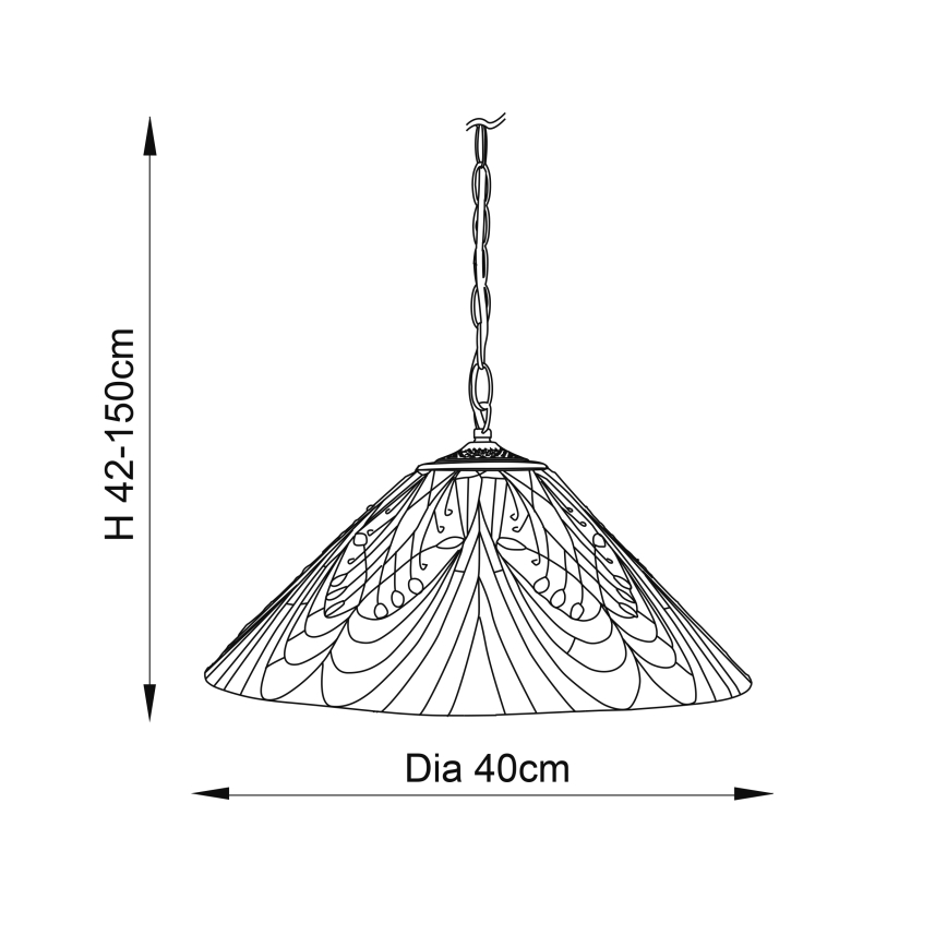 Endon 64162 - Lustr na řetězu HECTOR 1xE27/60W/230V pr. 40 cm