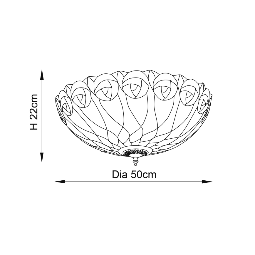 Endon 64173 - Stropní svítidlo Tiffany HUTCHINSON 2xE27/60W/230V pr. 50 cm
