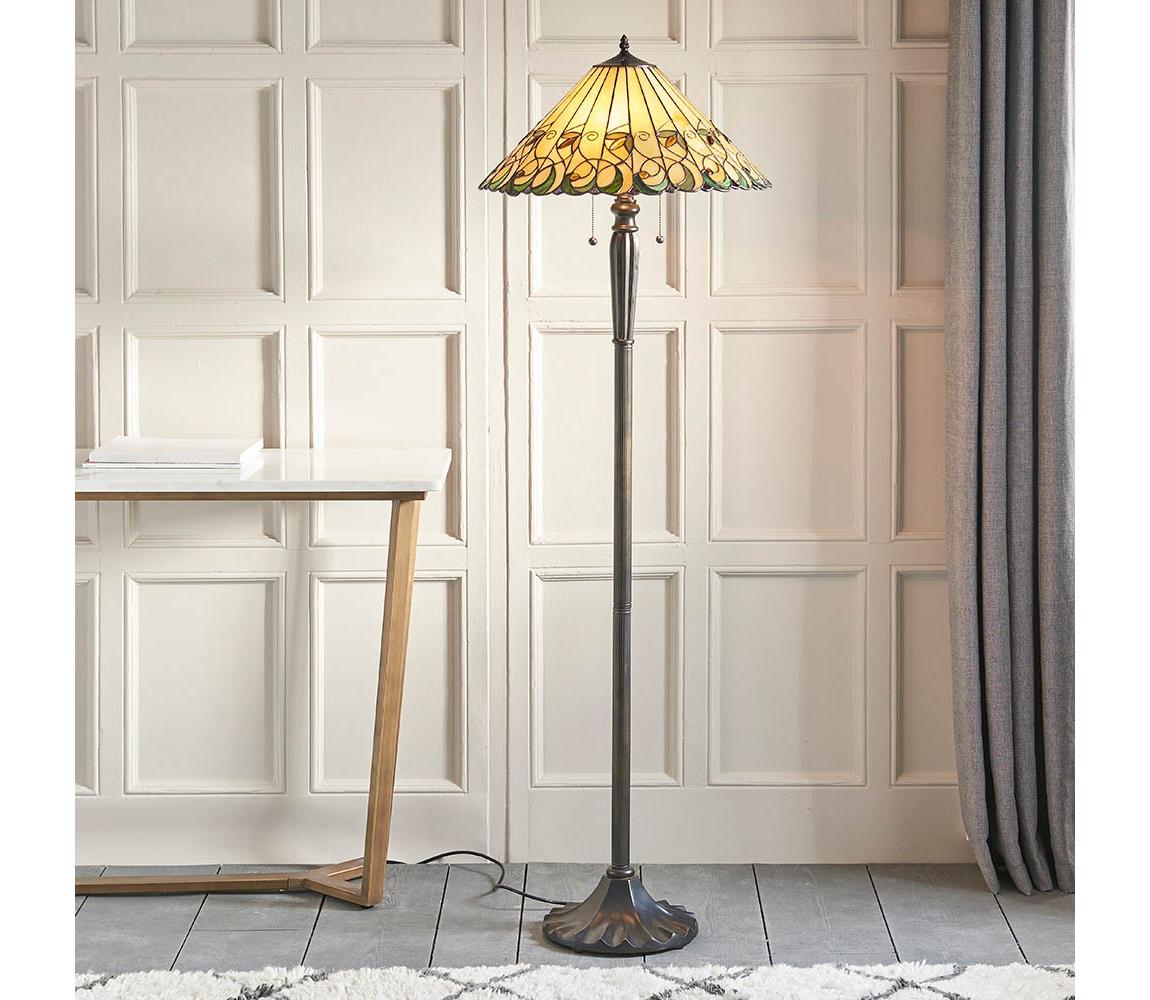 Endon 64192 - Stojací lampa Tiffany JAMELIA 2xE27/60W/230V pr. 50 cm 64192 Pestrobarevná