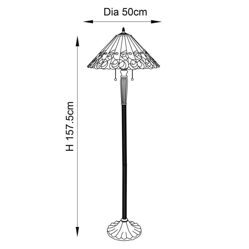 Endon 64192 - Stojací lampa Tiffany JAMELIA 2xE27/60W/230V pr. 50 cm