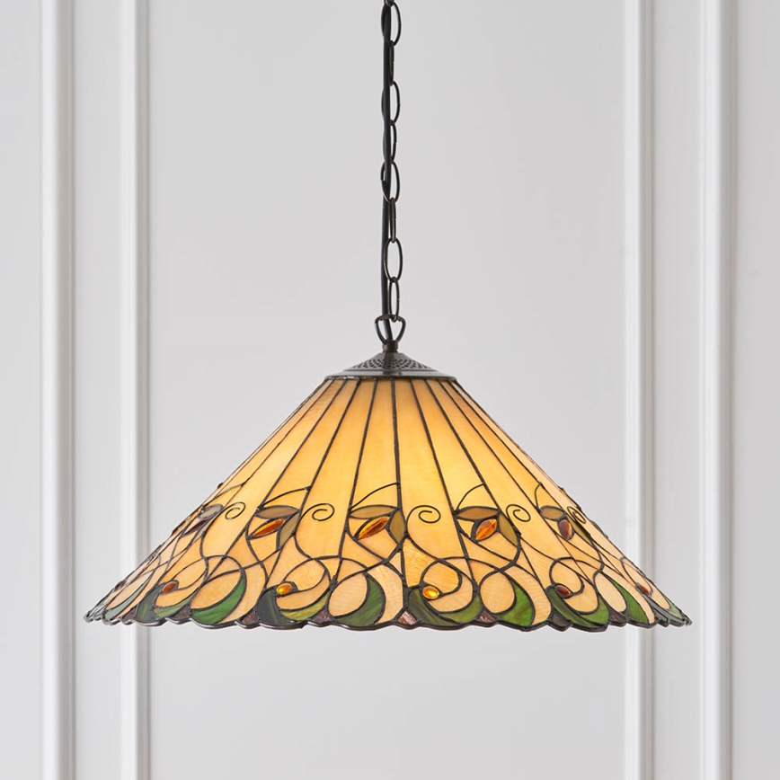 Endon 64194 - Lustr na řetězu Tiffany JAMELIA 3xE27/60W/230V pr. 50 cm