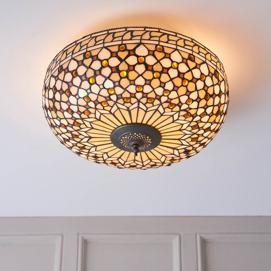 Endon 64276 - Stropní svítidlo Tiffany MILLE FEUX 2xE27/60W/230V pr. 45 cm