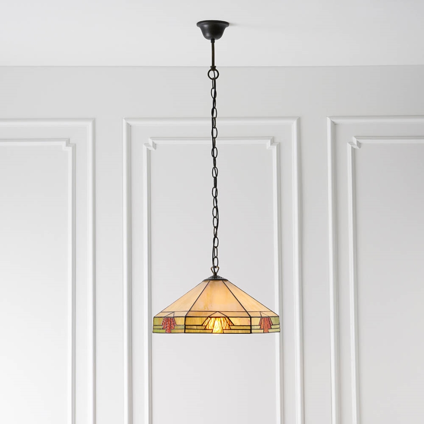 Endon 64285 - Lustr na řetězu Tiffany NEVADA 1xE27/60W/230V pr. 35 cm