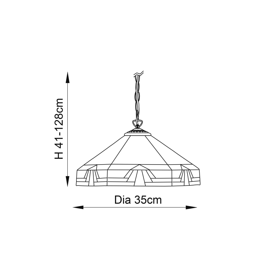 Endon 64285 - Lustr na řetězu Tiffany NEVADA 1xE27/60W/230V pr. 35 cm