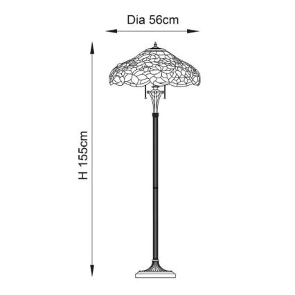 Endon 64323 - Stojací lampa Tiffany SULLIVAN 2xE27/60W/230V pr. 56 cm