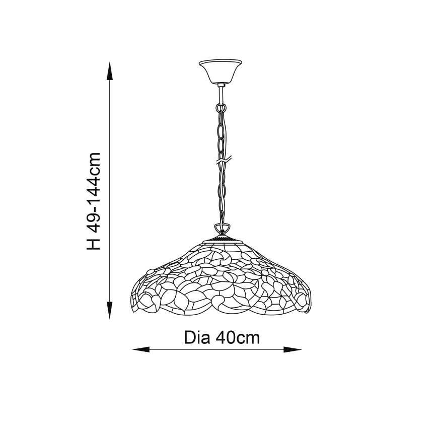 Endon 64325 - Lustr na řetězu SULLIVAN 1xE27/60W/230V pr. 40 cm