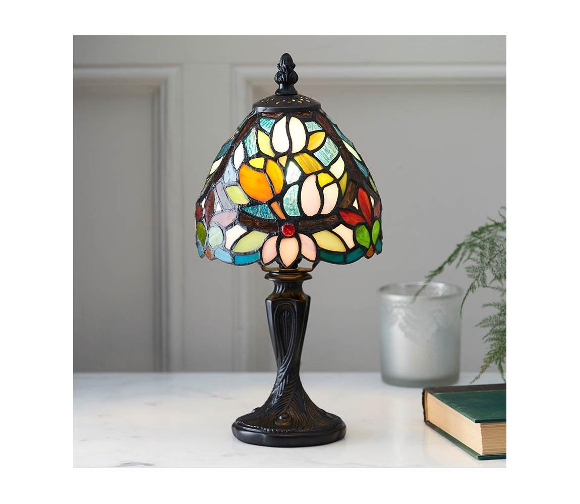 Endon 64331 - Stolní lampa Tiffany SYLVETTE 1xE14/40W/230V pr. 15 cm 64331 Pestrobarevná,Černá