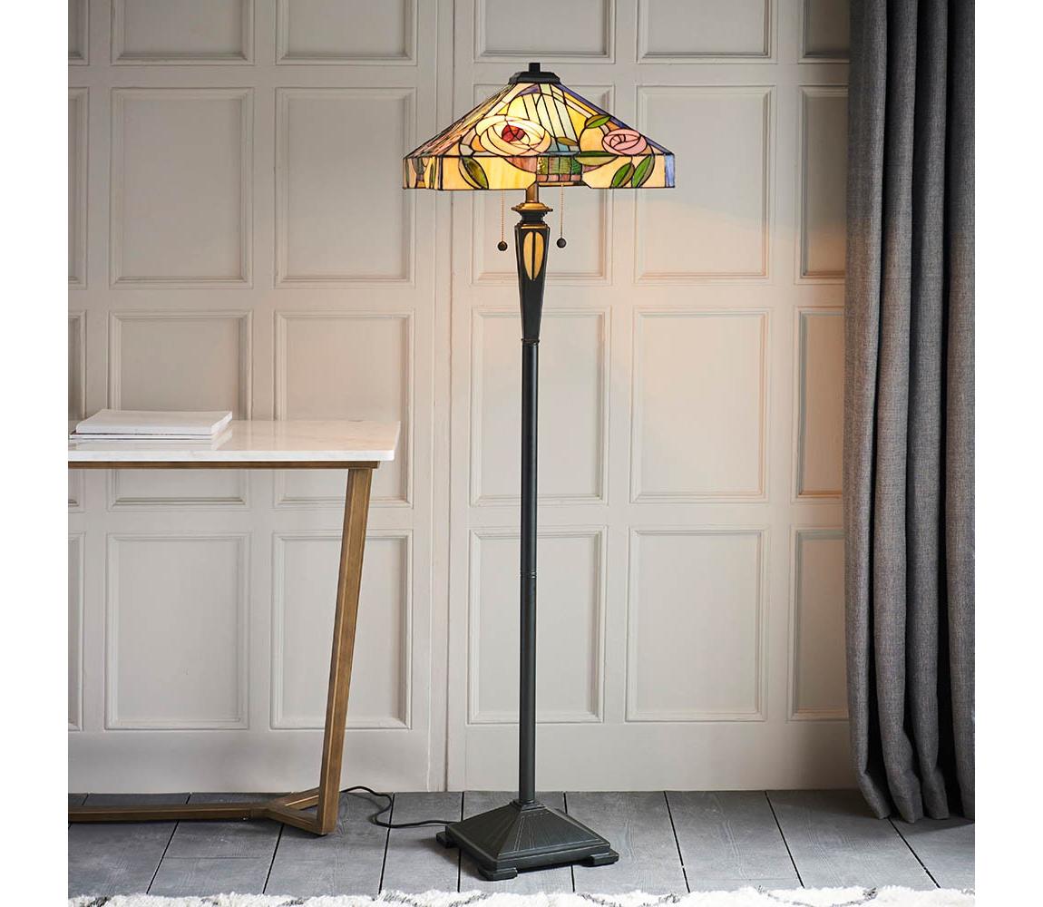 Endon 64383 - Stojací lampa Tiffany WILLIOW 2xE27/60W/230V pr. 42,5 cm 64383 Pestrobarevná