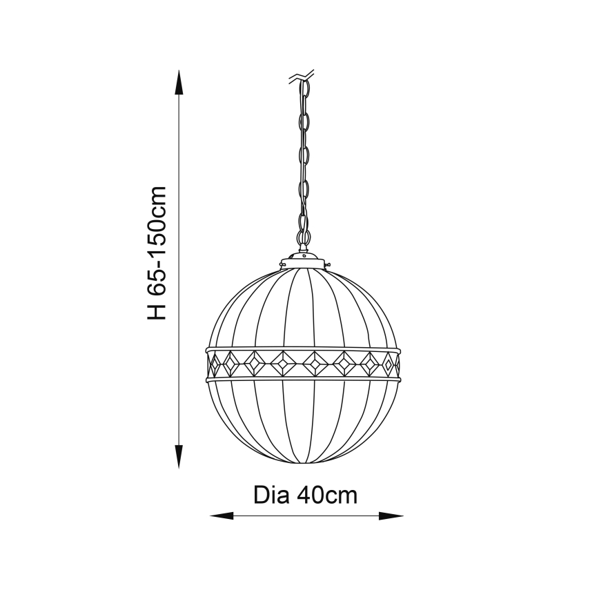 Endon 67045 - Lustr na řetězu FARGO 1xE27/60W/230V pr. 40 cm