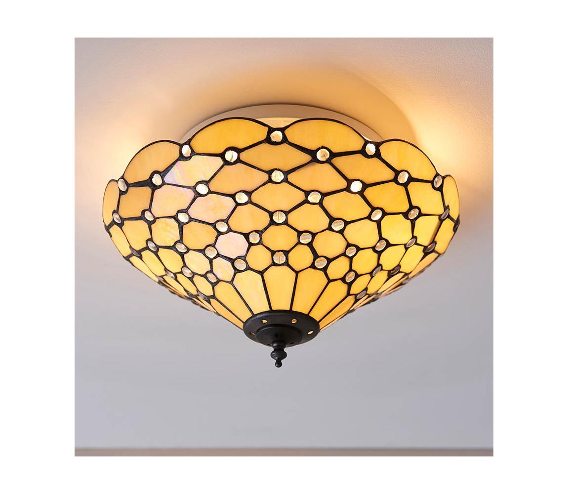 Endon 70242 - Stropní svítidlo Tiffany PEARL 2xE27/60W/230V pr. 37 cm 70242 Oranžová
