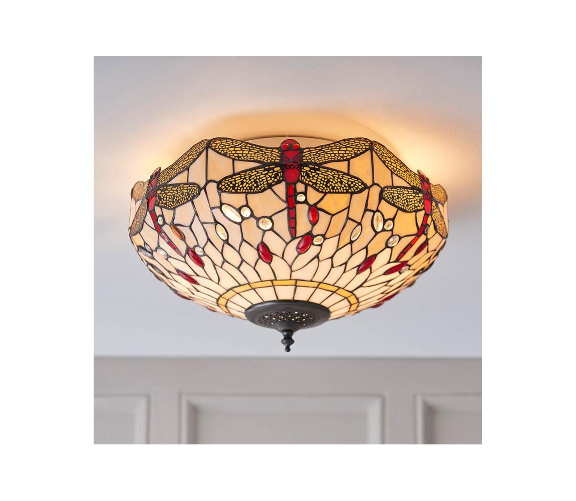 Endon 70723 - Stropní svítidlo Tiffany DRAGONFLY 2xE27/60W/230V pr. 41 cm 70723 Pestrobarevná