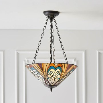 Endon 70750 - Lustr na řetězu Tiffany HECTOR 3xE27/60W/230V pr. 40 cm