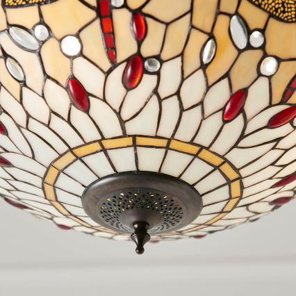 Endon 70759 - Lustr na řetězu Tiffany DRAGONFLY 3xE27/60W/230V pr. 41 cm