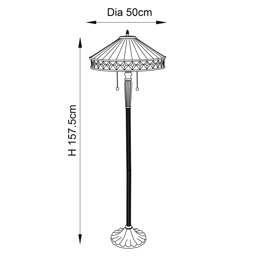 Endon 70936 - Stojací lampa Tiffany FARGO 2xE27/60W/230V pr. 50 cm
