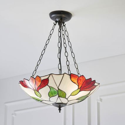 Endon 70946 - Lustr na řetězu Tiffany BOTANICA 3xE27/60W/230V pr. 45 cm