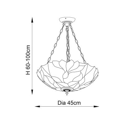 Endon 70946 - Lustr na řetězu Tiffany BOTANICA 3xE27/60W/230V pr. 45 cm