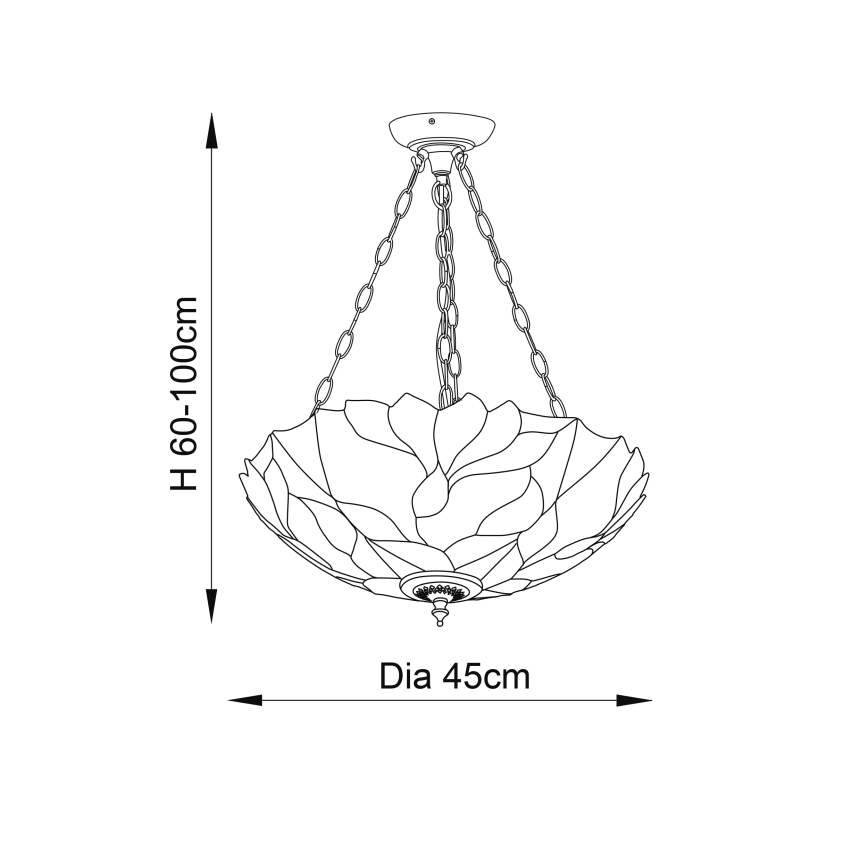 Endon 70946 - Lustr na řetězu Tiffany BOTANICA 3xE27/60W/230V pr. 45 cm