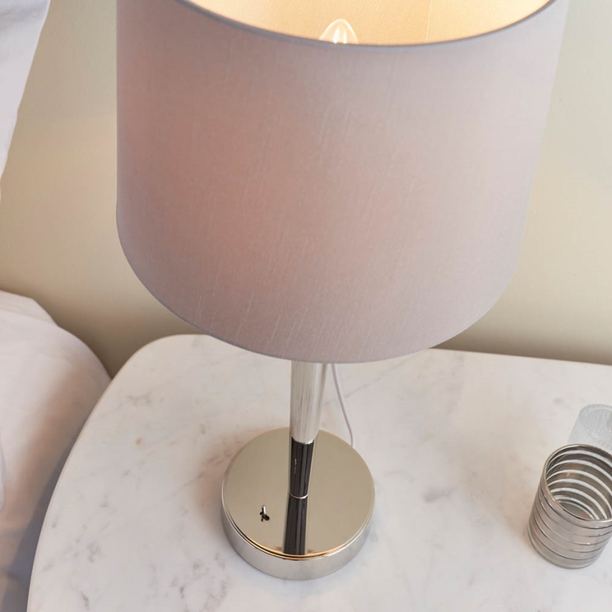 Endon 72175 - Stolní lampa s USB portem SYON 1xE14/40W/230V lesklý chrom/béžová