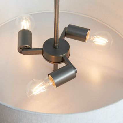 Endon 72635 - Lustr na tyči HAYFIELD 3xE27/40W/230V matný chrom/šedá