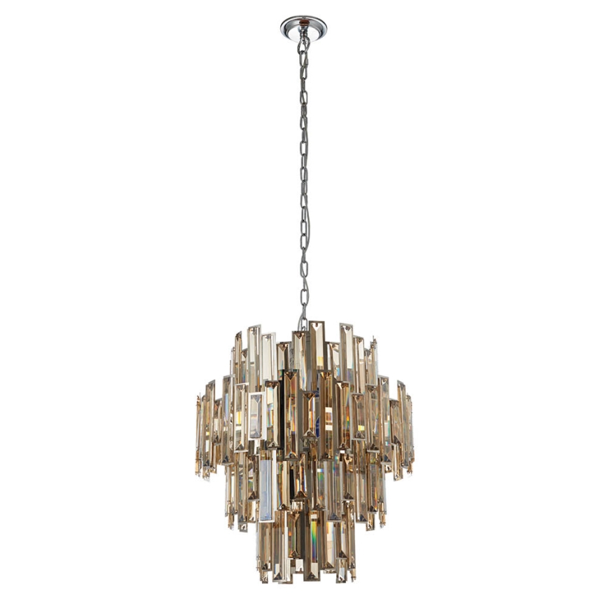 Endon 72744 - Křišťálový lustr na řetězu VIVIANA 12xE14/40W/230V lesklý chrom/kouřová