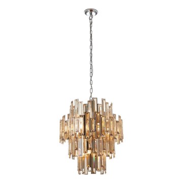 Endon 72744 - Křišťálový lustr na řetězu VIVIANA 12xE14/40W/230V lesklý chrom/kouřová