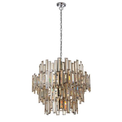 Endon 72746 - Křišťálový lustr na řetězu VIVIANA 15xE14/40W/230V lesklý chrom/kouřová