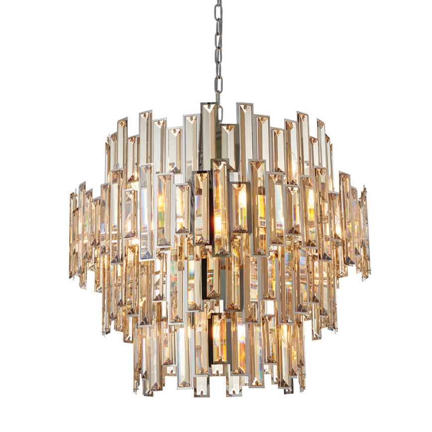 Endon 72746 - Křišťálový lustr na řetězu VIVIANA 15xE14/40W/230V lesklý chrom/kouřová
