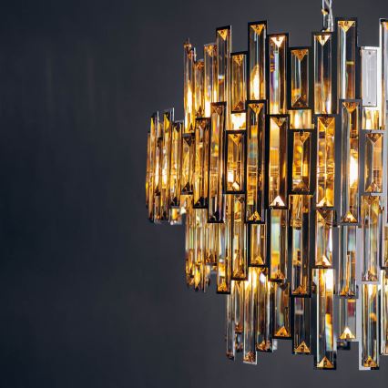 Endon 72746 - Křišťálový lustr na řetězu VIVIANA 15xE14/40W/230V lesklý chrom/kouřová