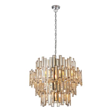 Endon 72746 - Křišťálový lustr na řetězu VIVIANA 15xE14/40W/230V lesklý chrom/kouřová