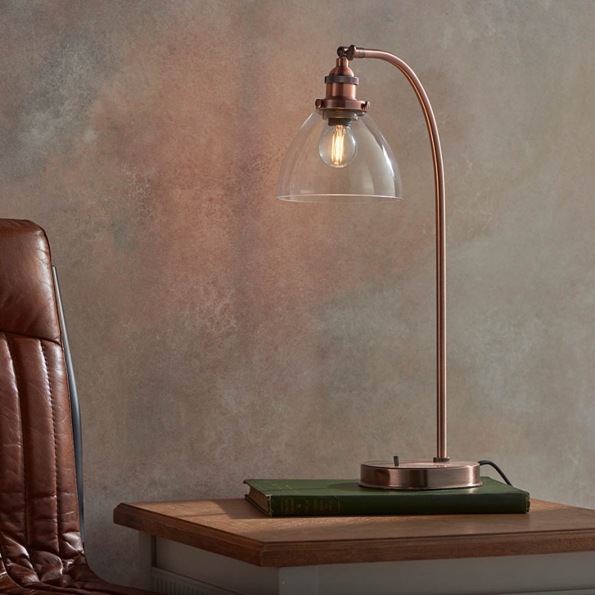 Endon 77861 - Stolní lampa HANSEN 1xE27/40W/230V měděná