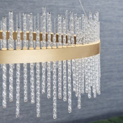 Endon 81908 - LED Stmívatelný lustr na lanku ADRIEL LED/58W/230V 3000K pr. 70 cm zlatá/čirá