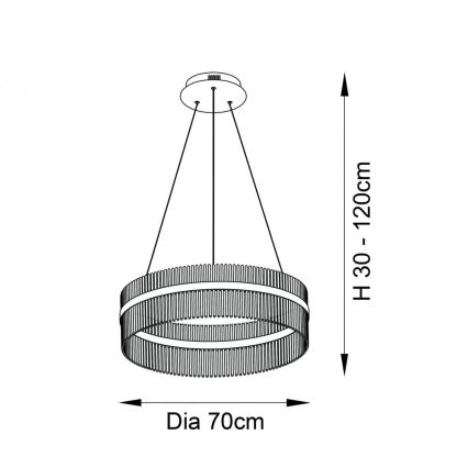 Endon 81908 - LED Stmívatelný lustr na lanku ADRIEL LED/58W/230V 3000K pr. 70 cm zlatá/čirá