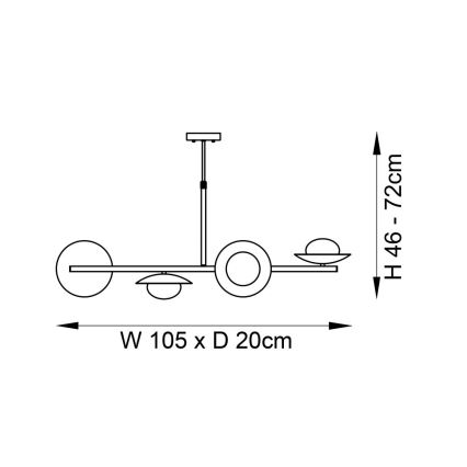 Endon 92036 - Lustr na lanku RUFFLE 4xG9/3W/230V mosaz/černá