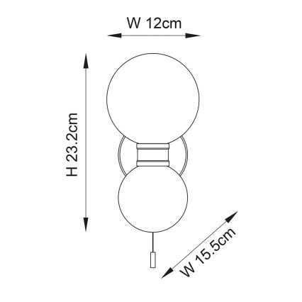 Endon 93523 - Koupelnové nástěnné svítidlo PULSA 2xG9/3W/230V IP44 černá/bílá