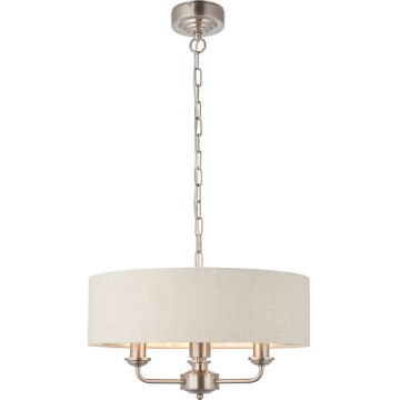 Endon 94361 - Lustr na řetězu HIGHCLERE 3xE14/40W/230V béžová/matný chrom