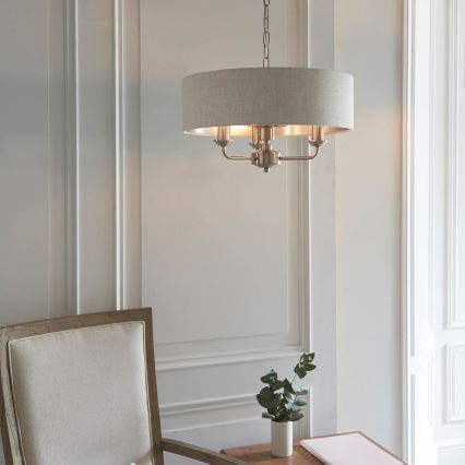 Endon 94361 - Lustr na řetězu HIGHCLERE 3xE14/40W/230V béžová/matný chrom