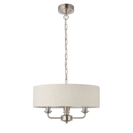 Endon 94361 - Lustr na řetězu HIGHCLERE 3xE14/40W/230V béžová/matný chrom