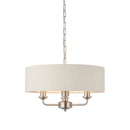 Endon 94361 - Lustr na řetězu HIGHCLERE 3xE14/40W/230V béžová/matný chrom