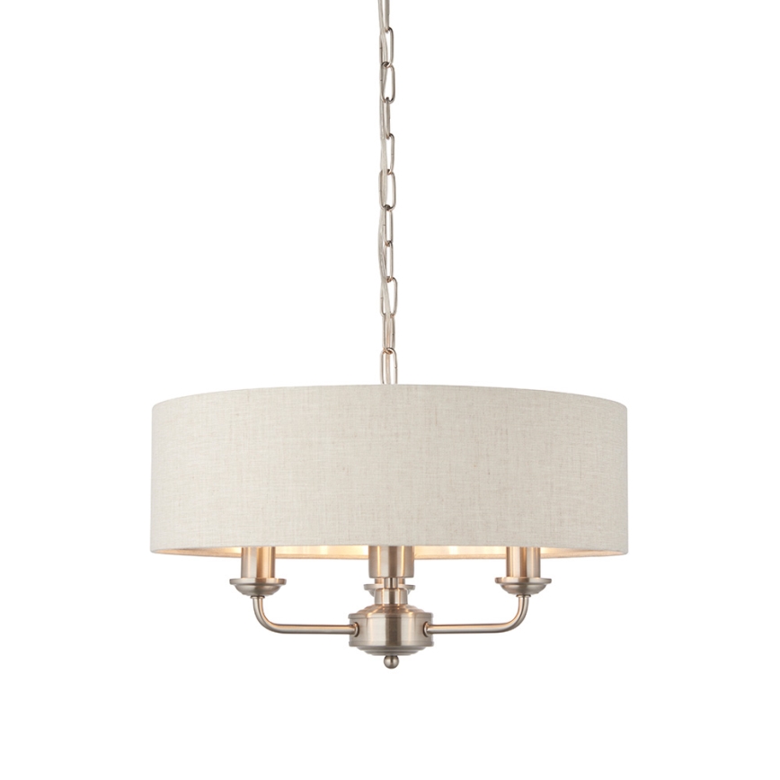 Endon 94361 - Lustr na řetězu HIGHCLERE 3xE14/40W/230V béžová/matný chrom