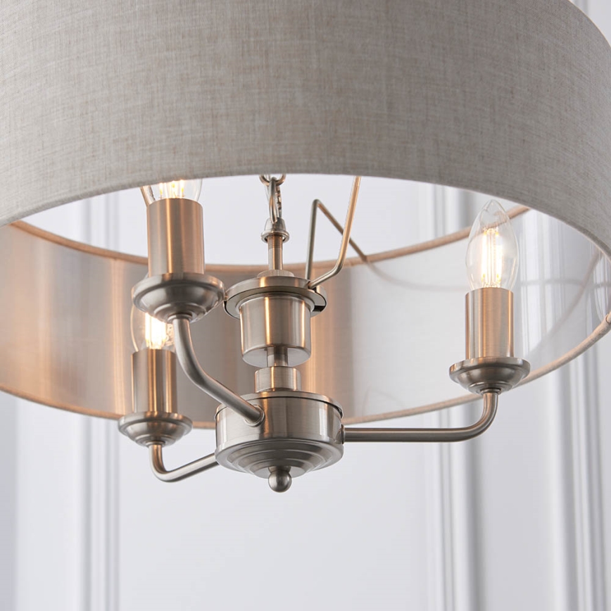 Endon 94361 - Lustr na řetězu HIGHCLERE 3xE14/40W/230V béžová/matný chrom