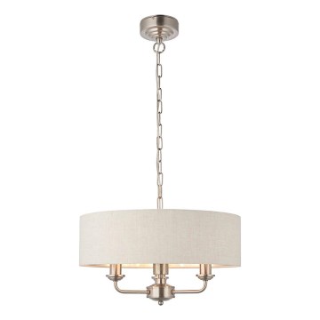 Endon 94361 - Lustr na řetězu HIGHCLERE 3xE14/40W/230V béžová/matný chrom pr. 45 cm