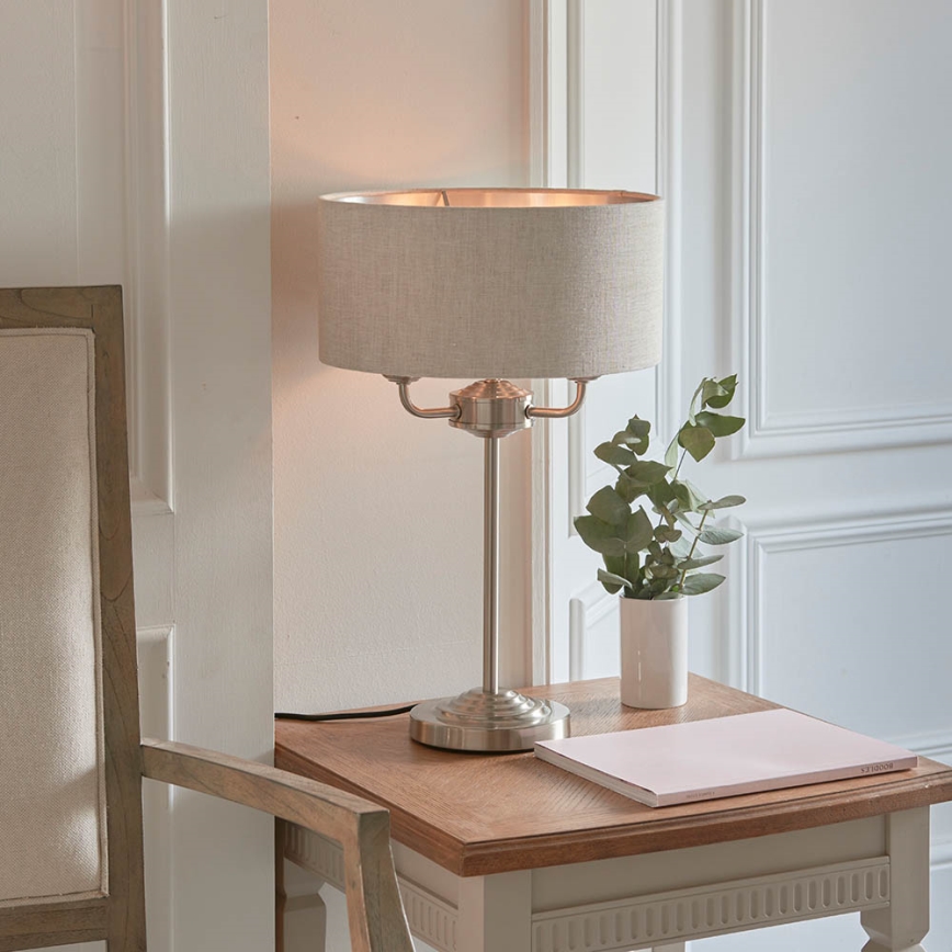 Endon 94369 - Stolní lampa HIGHCLERE 3xE14/18W/230V béžová/matný chrom
